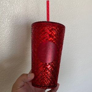 Red jeweled Starbucks cold cup